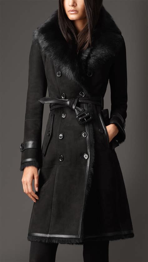 burberry prorsum black shearling jacket|burberry shearling coats women's.